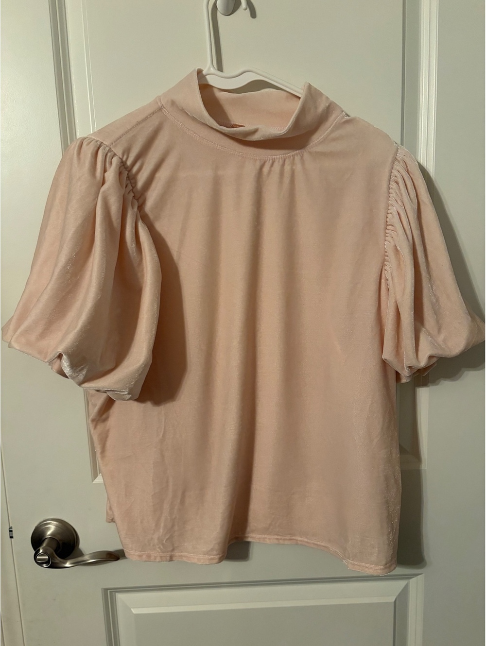 Free People XL Pink Velvet Puff Sleeve Top